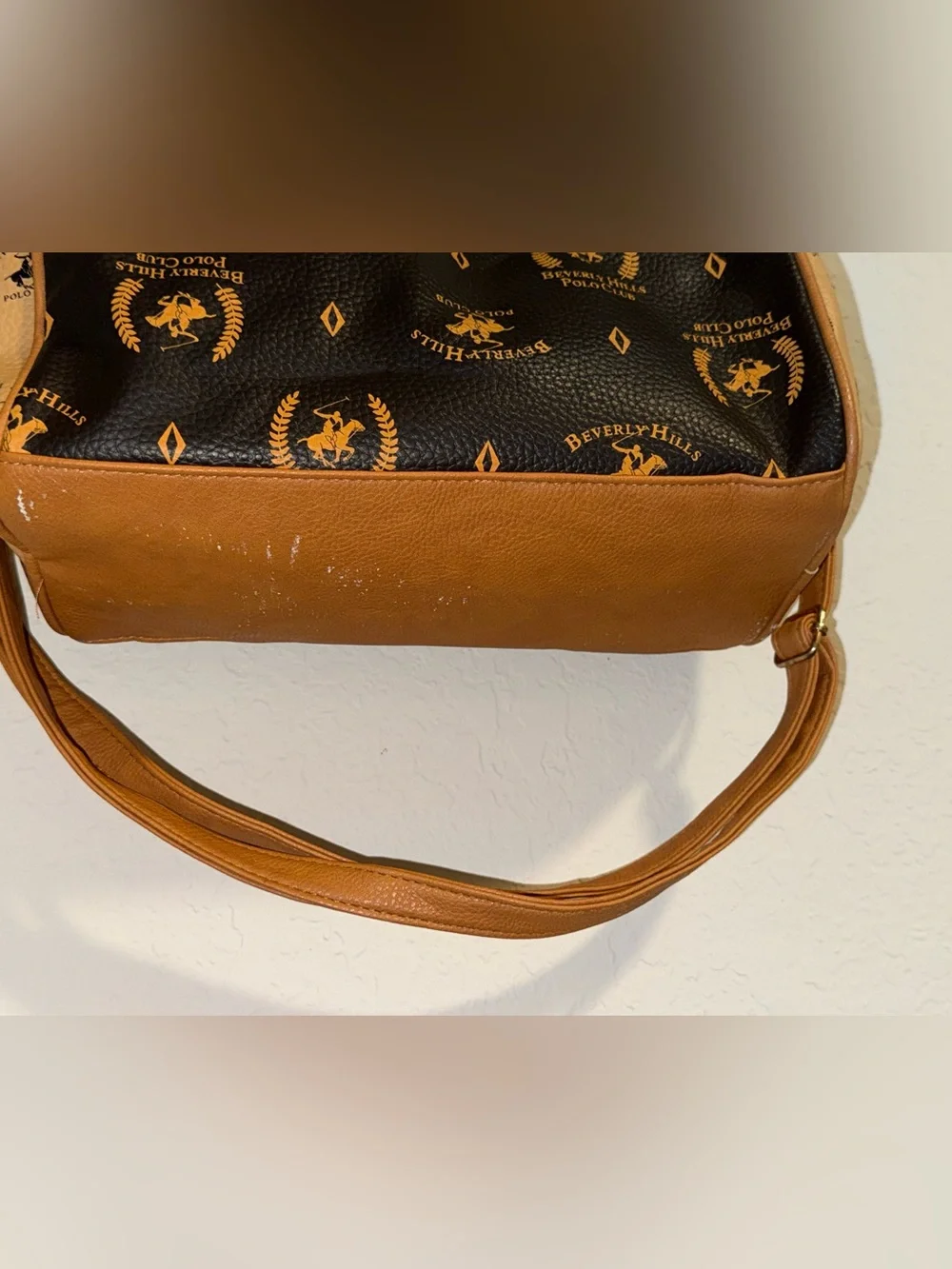 NWT Beverly Hills Polo Club Brown Monogram Satchel Crossbody Handbag